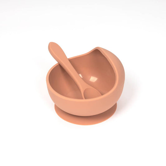 Terracotta Silicone Suction Bowl and Spoon Set