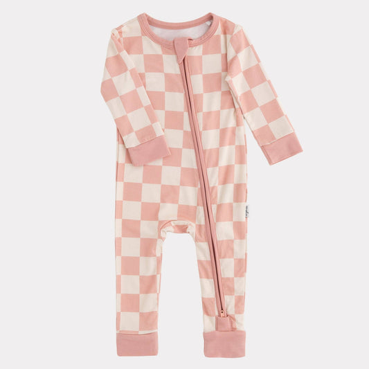 Bamboo Footless Sleepers | Blush Checks