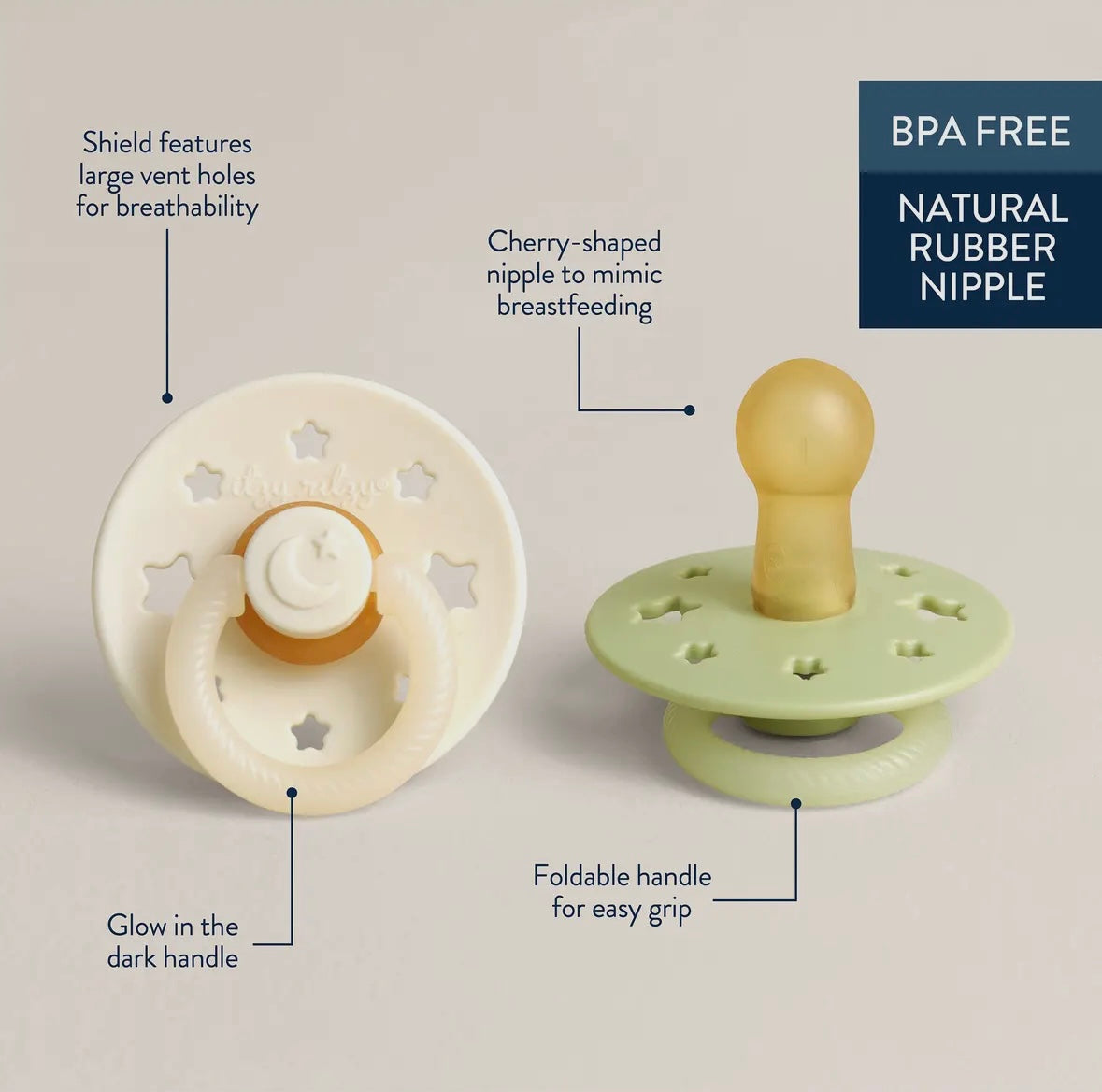 *New* Itzy Soother™ Natural Rubber Paci Sets: Glow 6-18 M