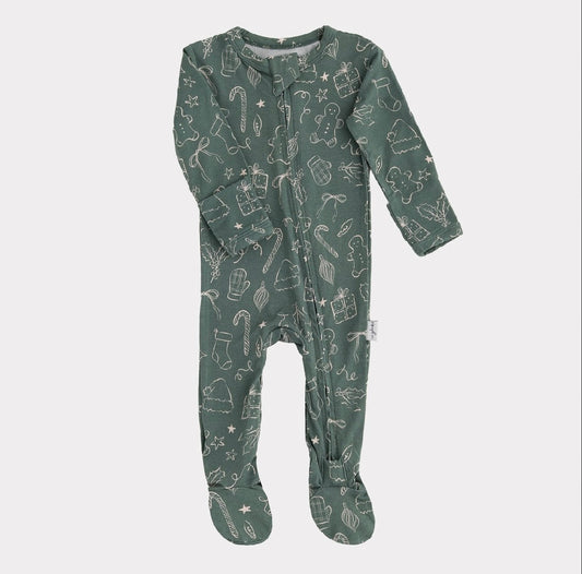 Bamboo Footed Sleepers | Holiday Collection: Merry Doodle