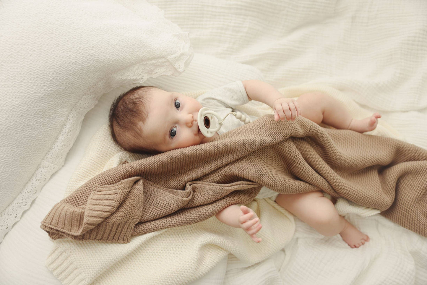 100% Organic Luxury Cotton Swaddle Receiving Baby Blanket: Mocha