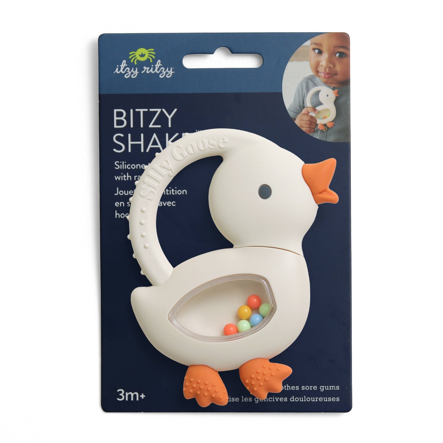 *NEW* Bitzy Shake™ - Silicone Teether with Rattle: Goose