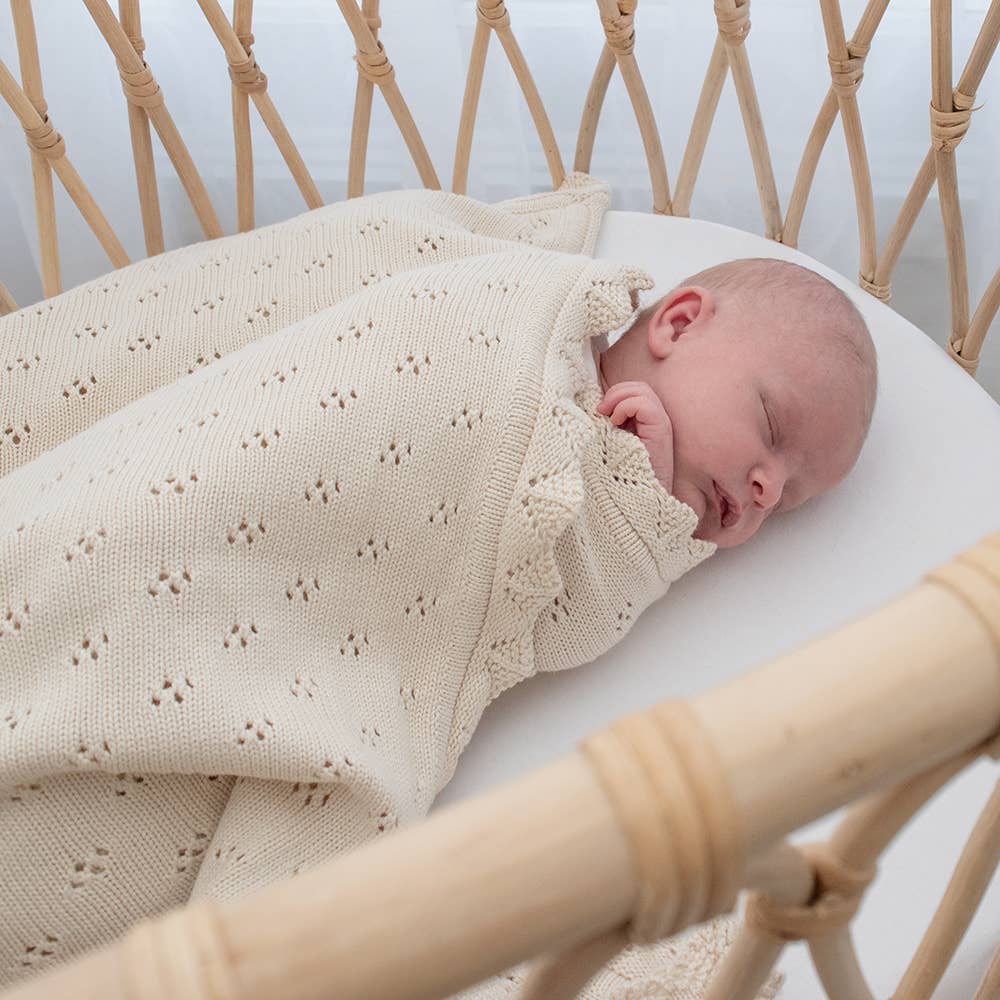 Bamboo/Cotton Heirloom Baby Blanket - Sand