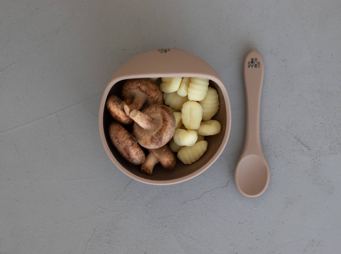 Suction Bowl with Spoon - Warm Taupe