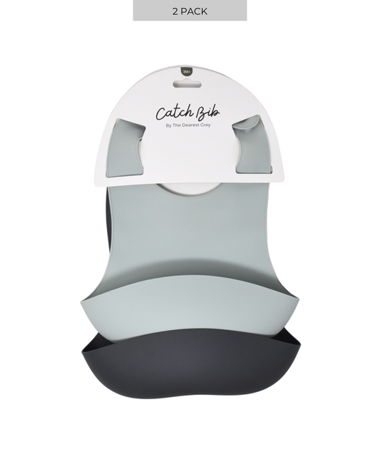 Silicone Catch Bib Set | Denim & Cloud