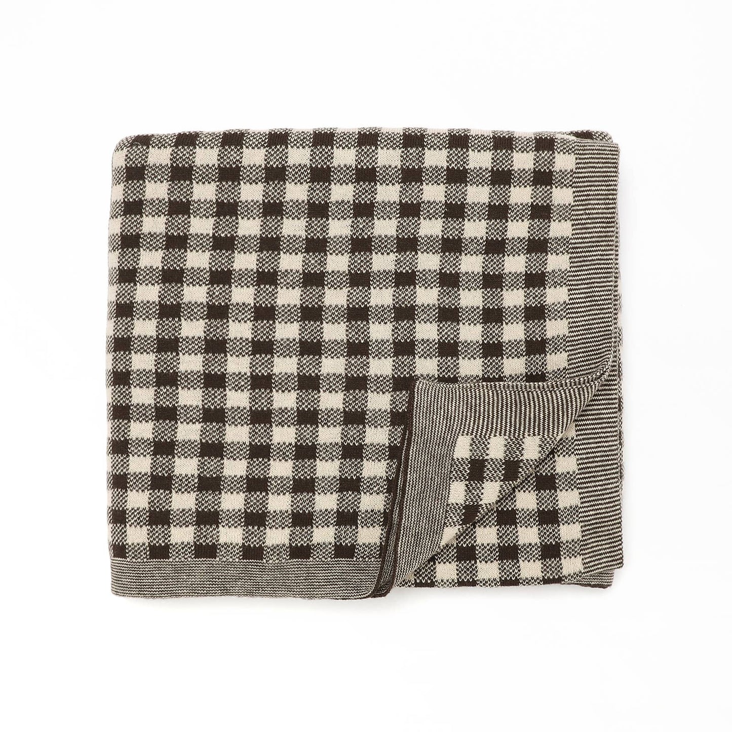 100% Luxury Cotton Swaddle Receiving Baby Blanket - Plaid: Beige