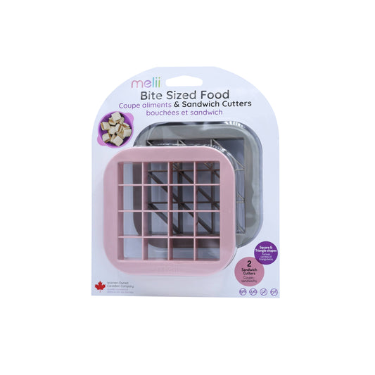 Bite Sized Food & Sandwich Cutter Two Pack-Square & Triangle: Pink