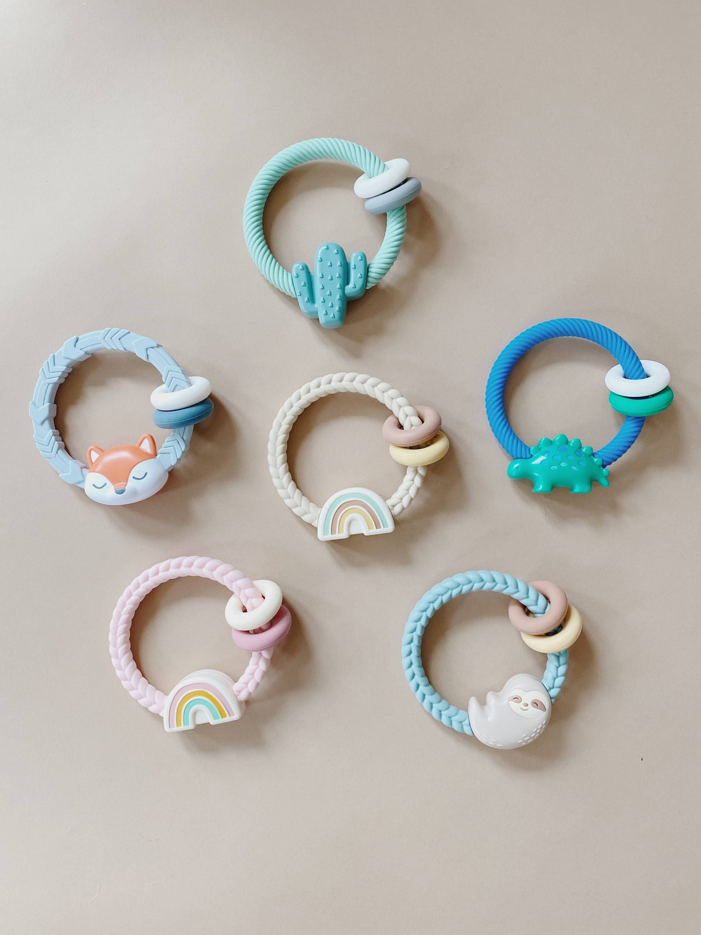 *New* Ritzy Rattle™ Silicone Teether Rattles: Rainbow