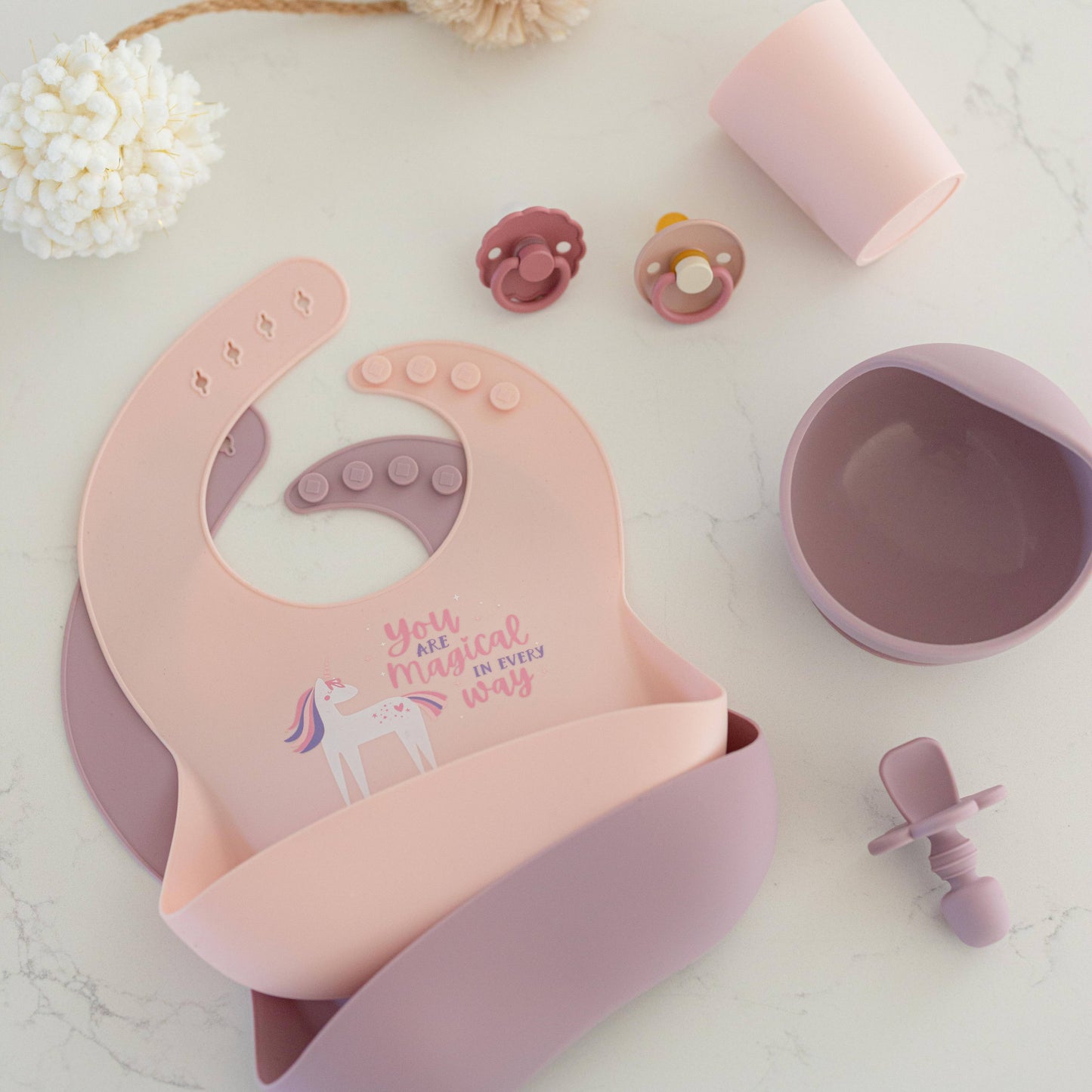 Pale Mauve Silicone Suction Bowl and Spoon Set