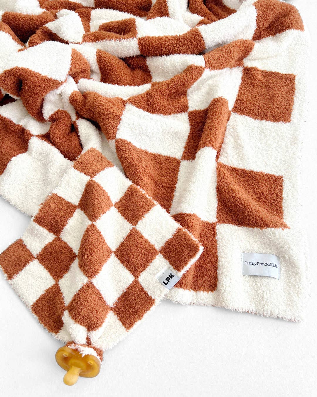 Checkered Plush Baby Lovey | Copper