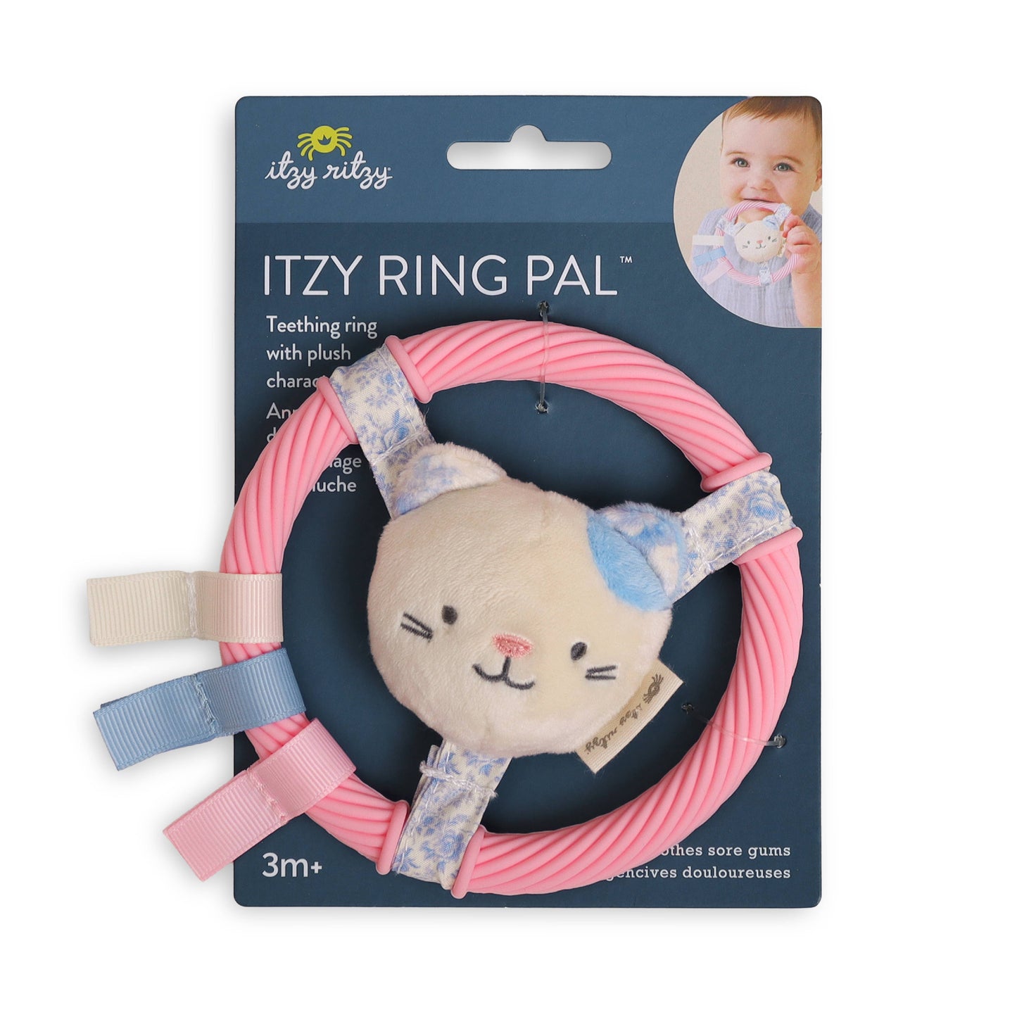 *NEW* Itzy Ring Pal™ - Teething Ring with Plush Character: Pink Kitty