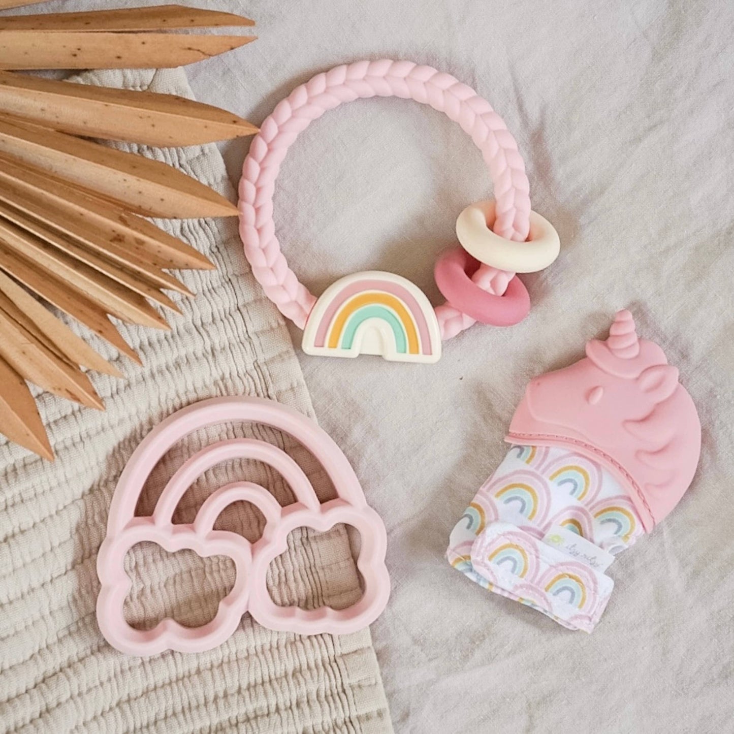*New* Ritzy Rattle™ Silicone Teether Rattles: Rainbow
