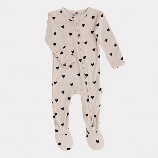 Bamboo Footed Sleeper | Black Hearts