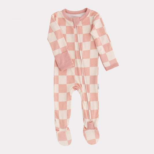 Bamboo Footed Sleepers | Blush Checks