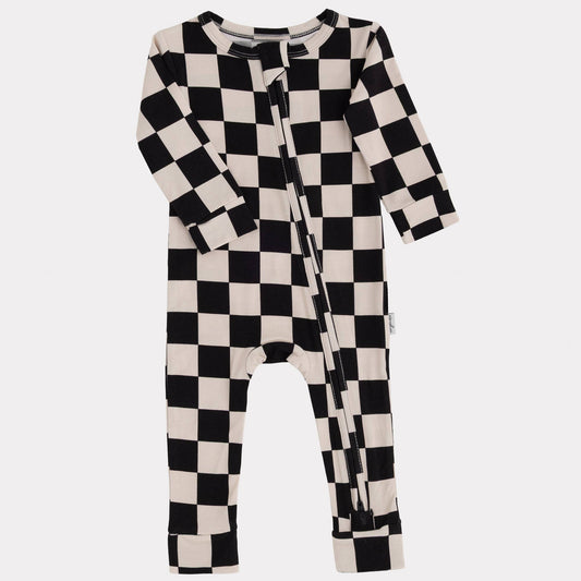 Bamboo Footless Sleeper | Black Checks