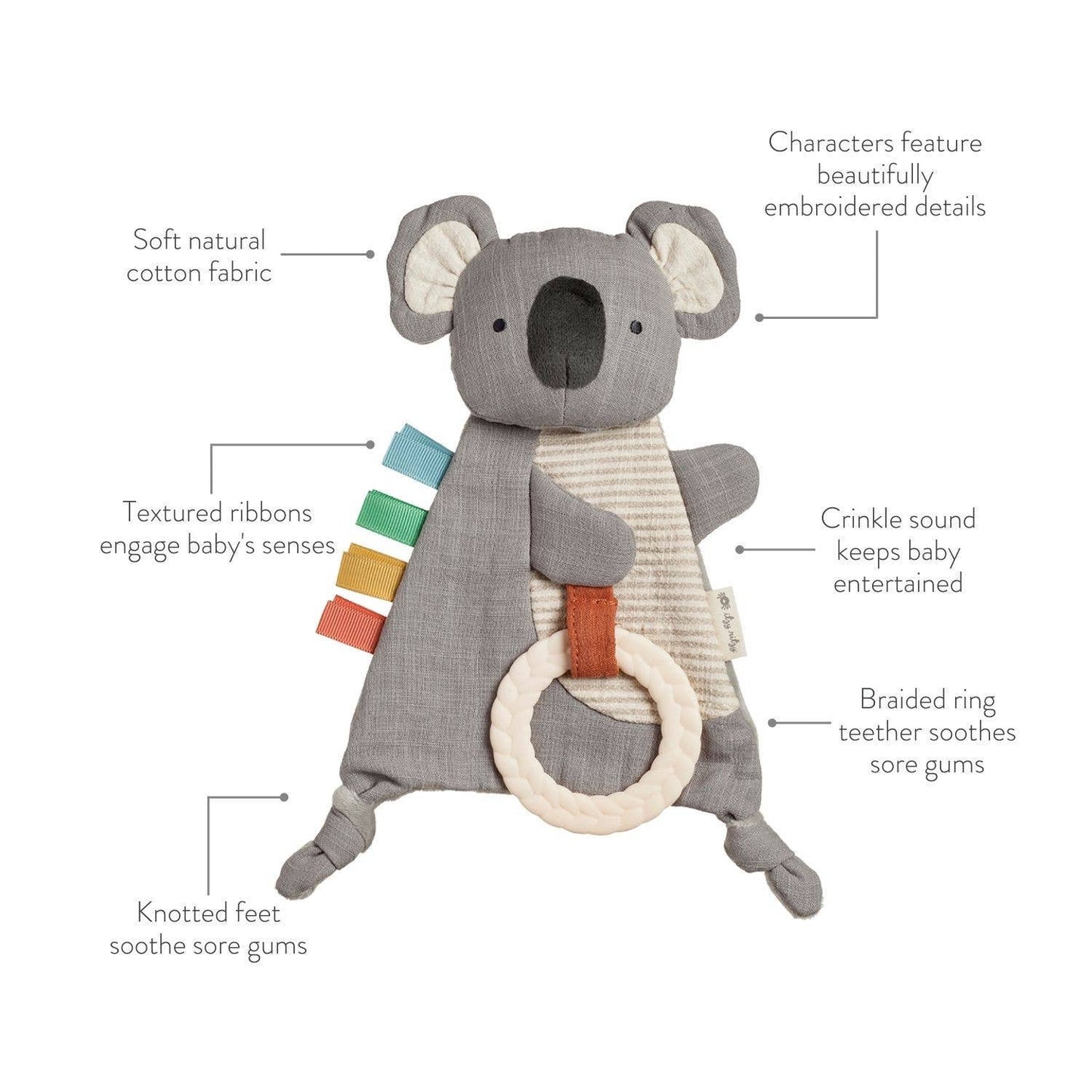 Bitzy Crinkle™ Sensory Toy With Teether: Dino