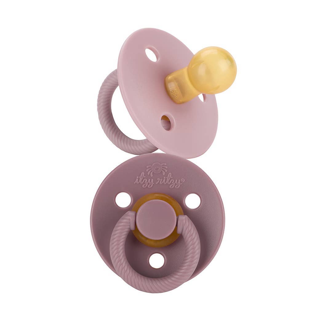 *New* Itzy Soother™ Natural Rubber Paci Sets: Pink Bow 6-18 M