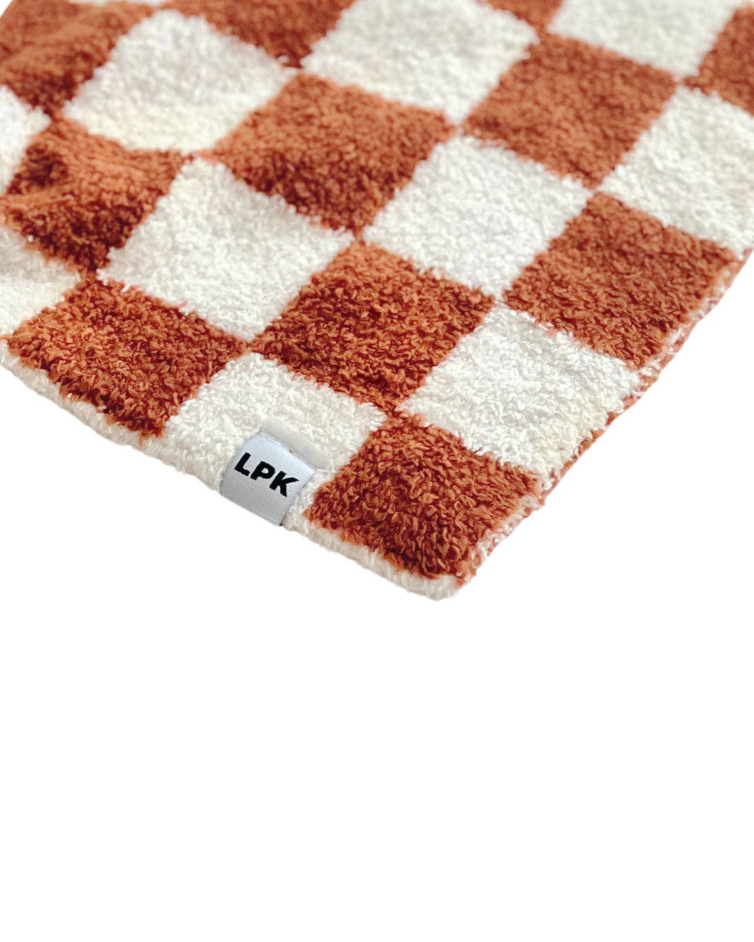 Checkered Plush Baby Lovey | Copper