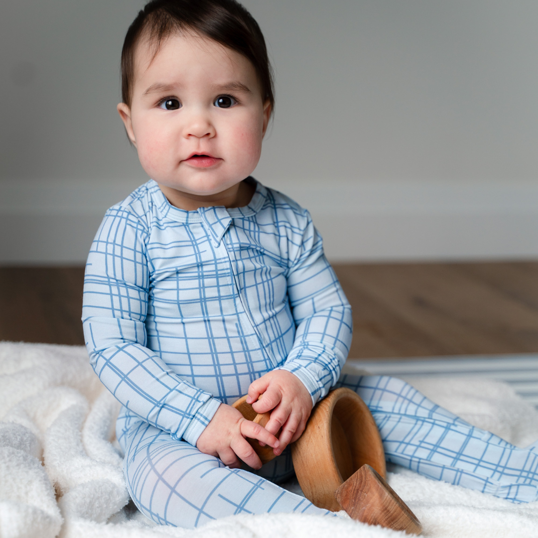Bamboo Footed Sleepers | Blush Checks