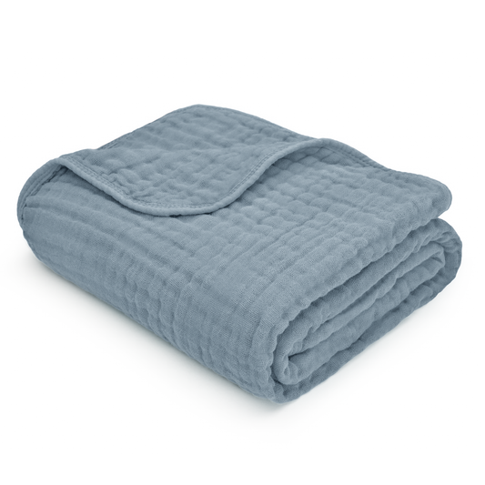 Baby Muslin Cotton Blankets by Comfy Cubs: Pacific Blue