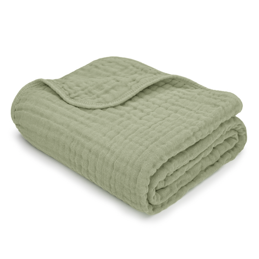 Baby Muslin Cotton Blankets by Comfy Cubs: Sage