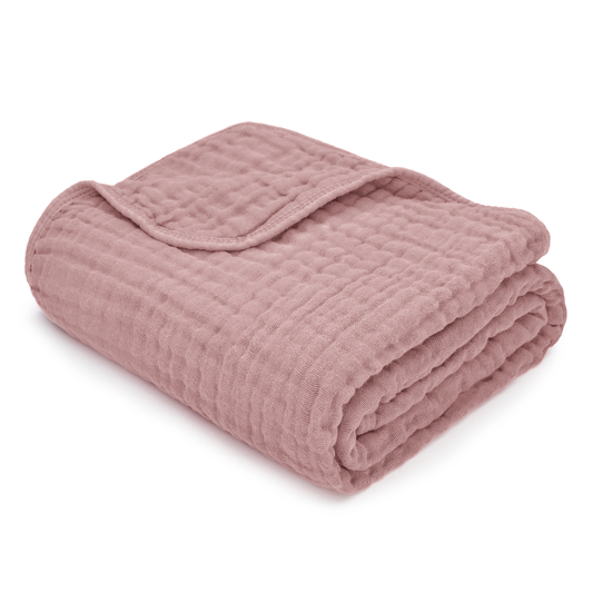 Baby Muslin Cotton Blankets by Comfy Cubs: Mauve