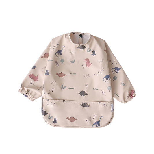 Smock Bib: Beige Dino